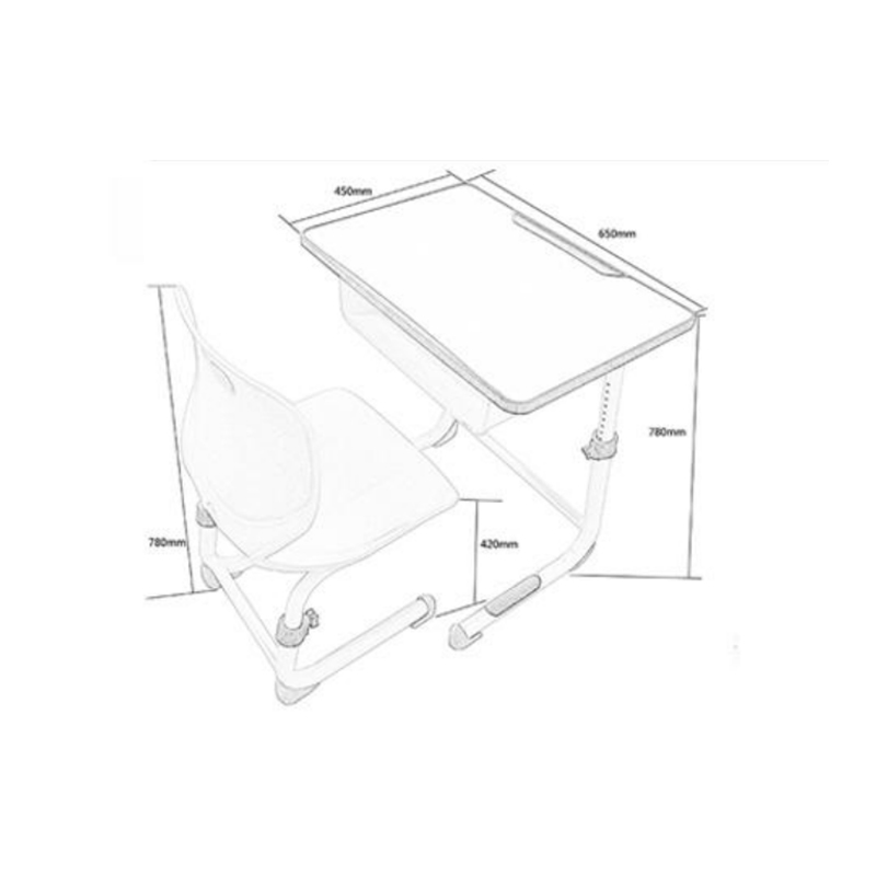 UC-A0501 White Single Student Desk And Chair