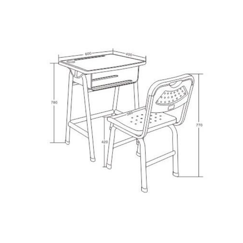 UC-A1501 Sturdy School Single Desk And Chair