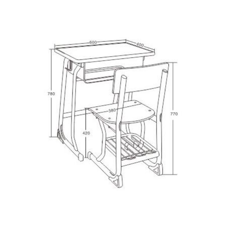 UC-A1902 Single-Layer Single Fixed Desk And Chair