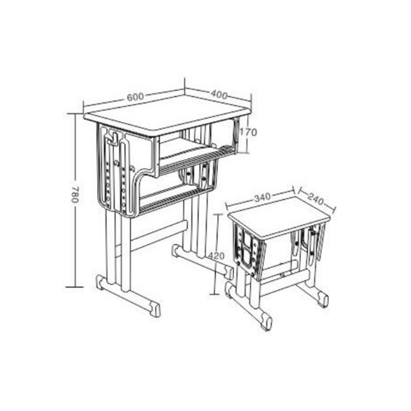 UC-A2001 Double Layer Single Student Adjustable Desk And Chair
