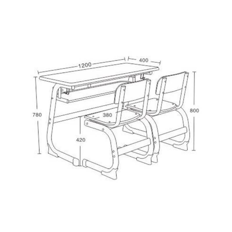 UC-A2102 Non-Upgradeable School Double Desk And Chair