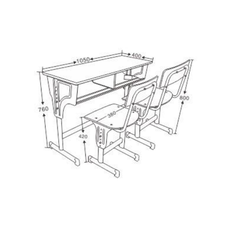 UC-A2601 Double Classroom Imitation Wood Desk And Chair