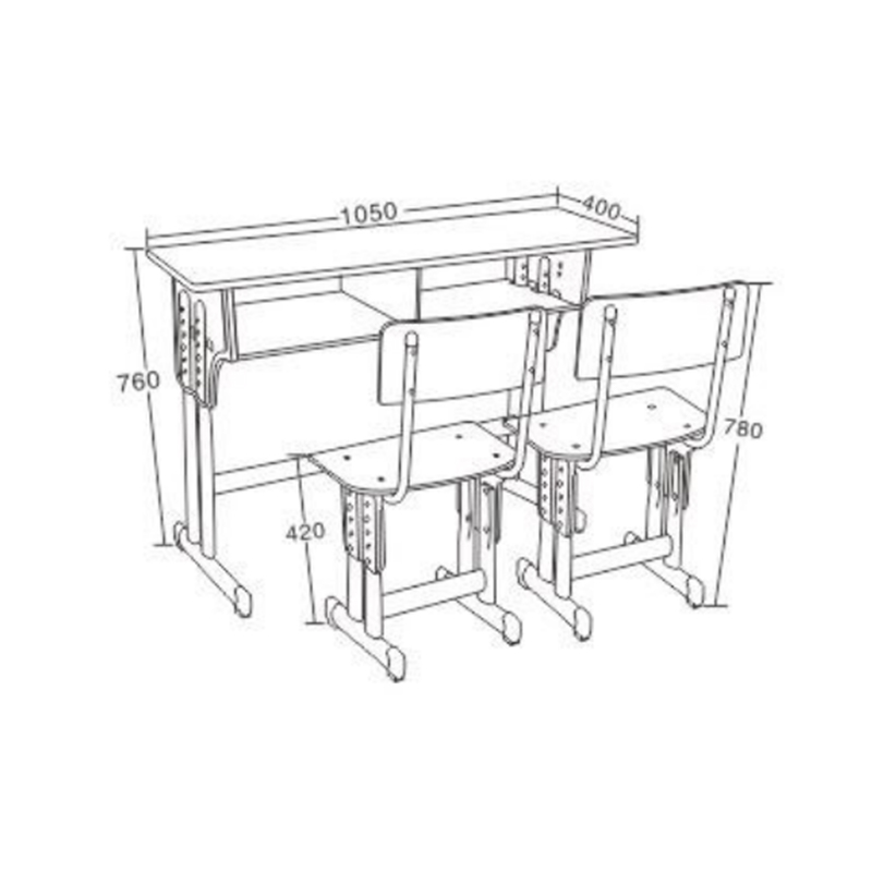 UC-A2602 Double Classroom Imitation Wood Desk And Chair