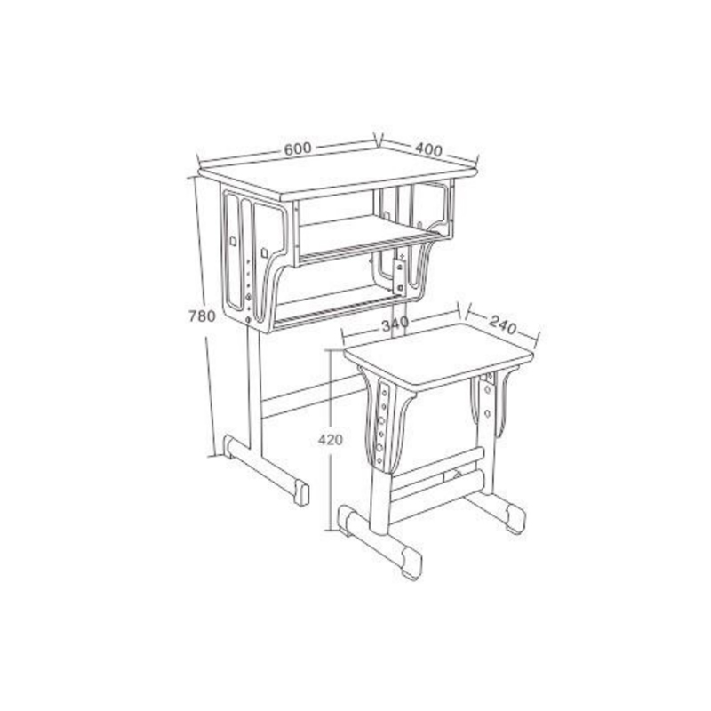 UC-A2702 School Wooden Single Person Desk And Chair With Backrest