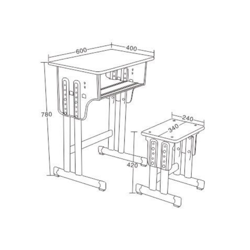 UC-A2901 Double Layer Single Student Adjustable Desk And Chair